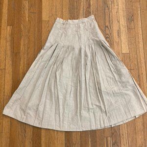 Heavy linen cream pleated maxi skirt.